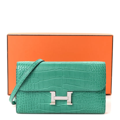 Hermes Matte Alligator Constance Long Wallet To Go Vert Jade 10 of 10