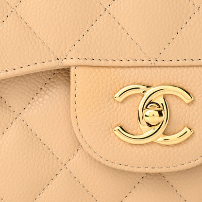 Chanel Caviar Quilted Jumbo Double Flap Beige 11 of 12