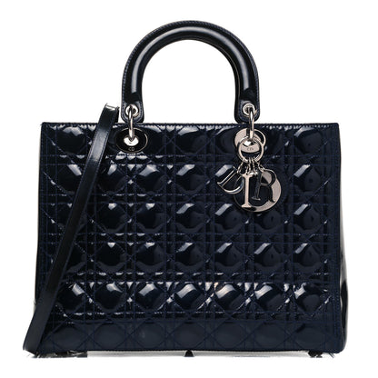 Christian Dior Patent Cannage Large Lady Dior Navy Blue 1 of 9