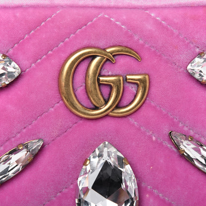 Gucci Velvet Matelasse Marquise Crystals Mini GG Marmont Chain Shoulder Bag Malva 14 of 14