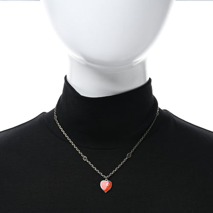 Gucci Sterling Silver Enamel Interlocking G Heart Necklace Red 3 of 5