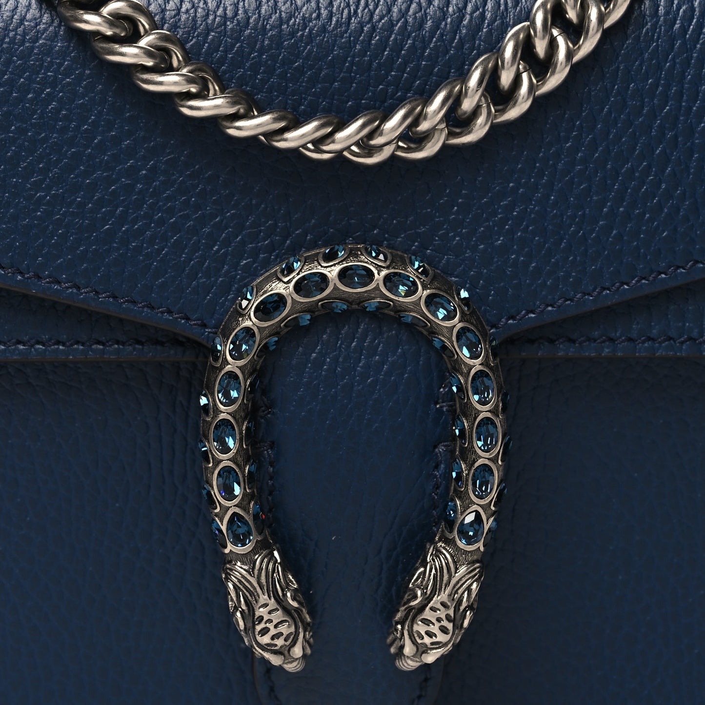 Dollar Calfskin Crystal Mini Dionysus Shoulder Bag Blue Agata Montana Sapphire