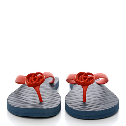 Gucci Rubber Chevron Mens GG Thong Flat Sandals 10 Orange Red 2 of 9