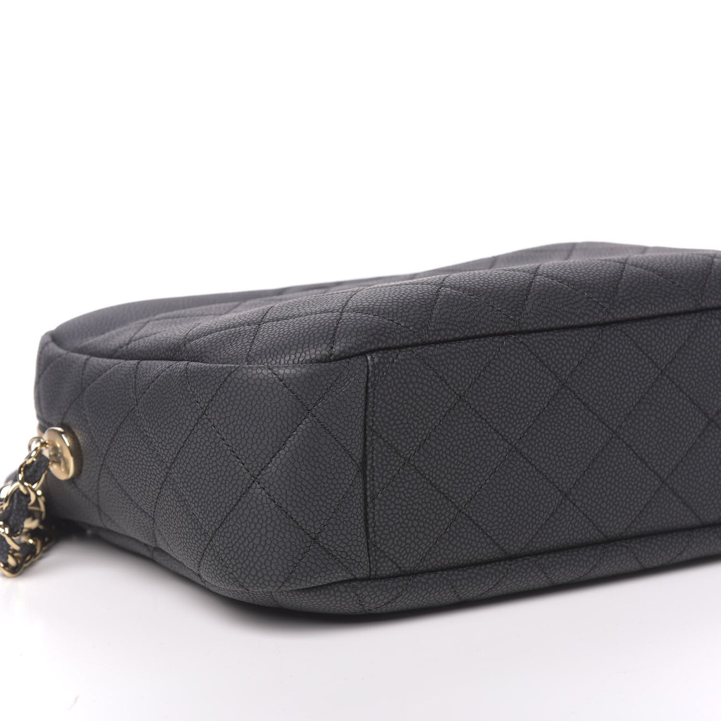Caviar Quilted Large Coco Tassel Camera Case Black