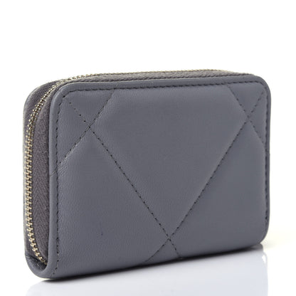 Chanel Goatskin Quilted 19 Zip Around Coin Purse Wallet Gray 2 of 4
