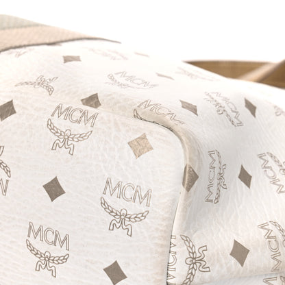 MCM Visetos Striped Munich Lion Tote White 8 of 11