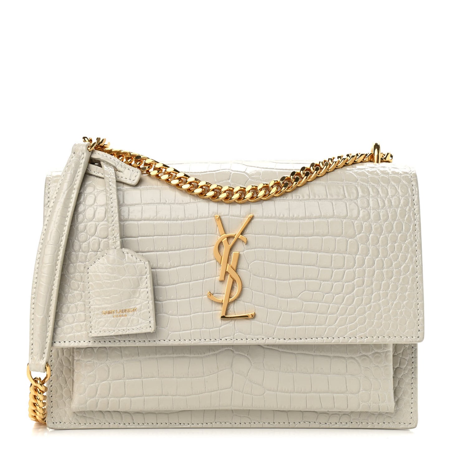 Calfskin Crocodile Embossed Medium Monogram Sunset Blanc Vintage