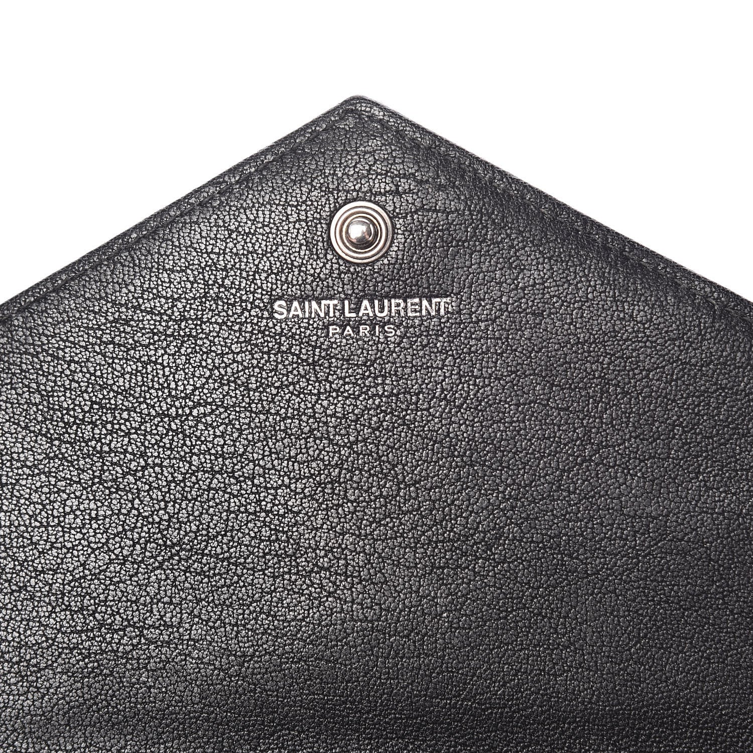 Saint Laurent Sheepskin Tri-Quilt Monogram Envelope Chain Wallet Black 6 of 11