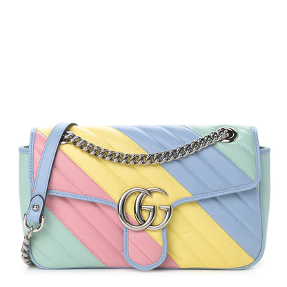Gucci Calfskin Matelasse Diagonal Small GG Marmont Shoulder Bag Multicolor Pastel 1 of 11