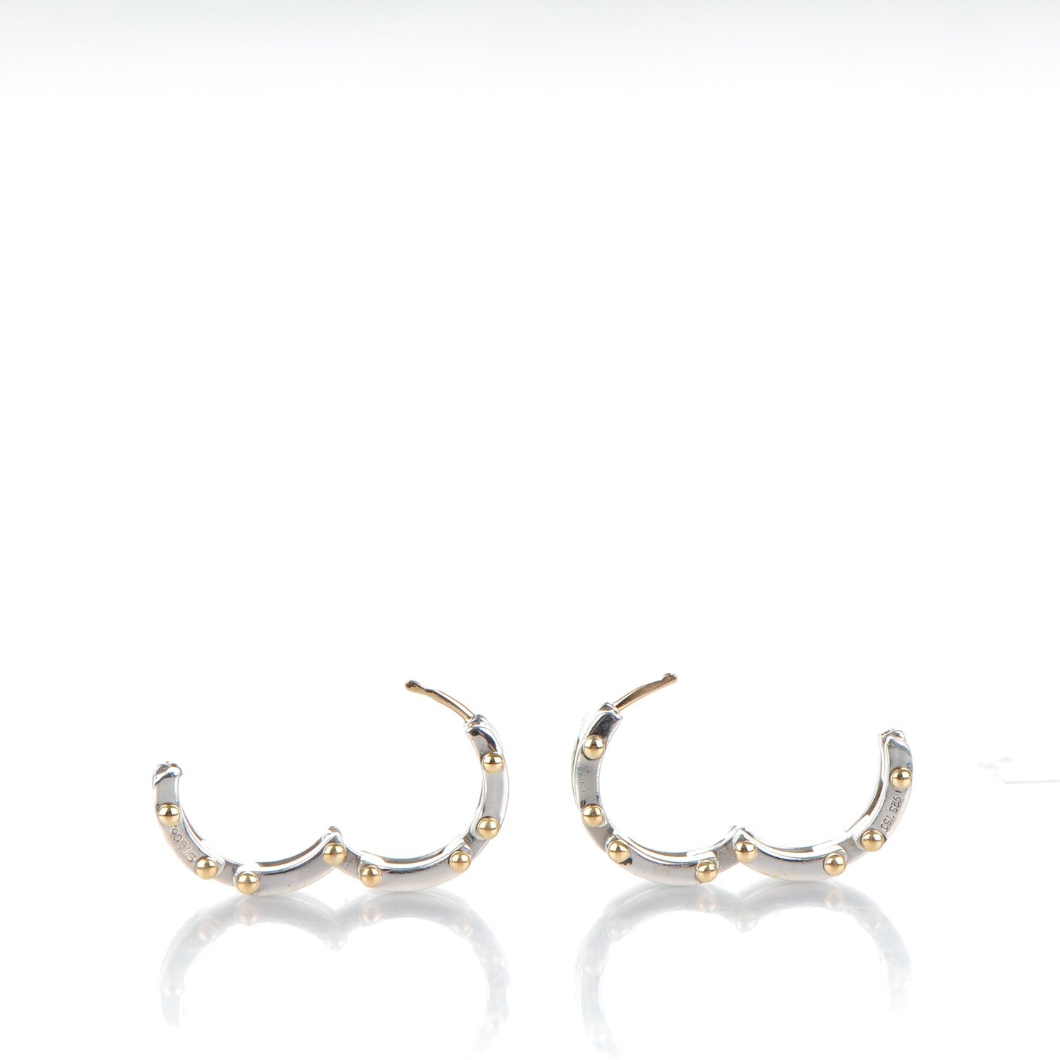 Tiffany Sterling Silver 18K Yellow Gold Gatelink Hoop Earrings 4 of 7