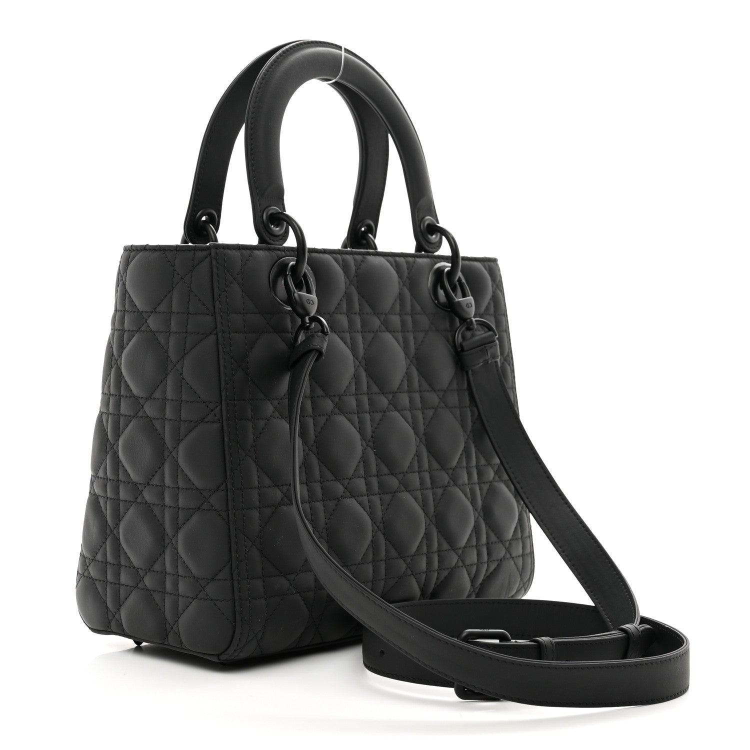 Christian Dior Ultra Matte Calfskin Cannage Medium Lady Dior Black 3 of 9