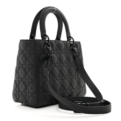 Christian Dior Ultra Matte Calfskin Cannage Medium Lady Dior Black 3 of 9