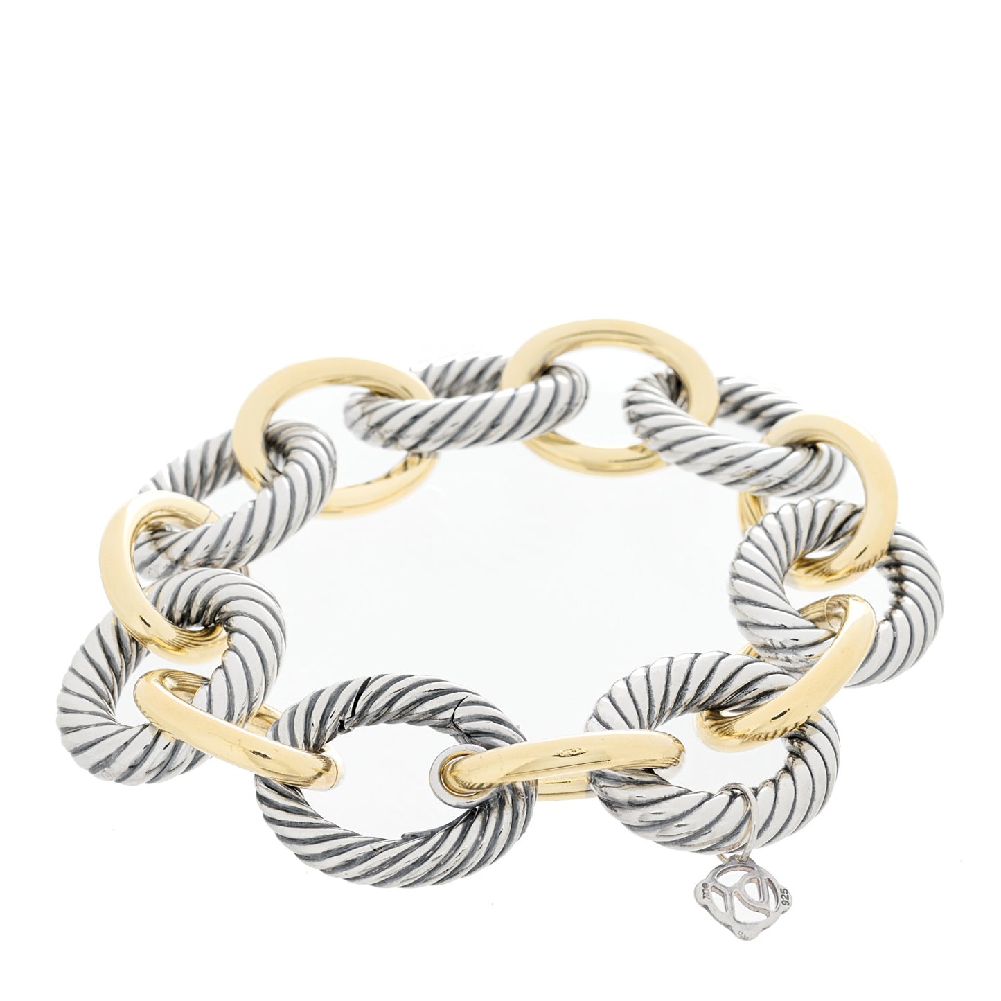 Sterling Silver 18K Yellow Gold 18mm Extra Large Oval Link Bracelet