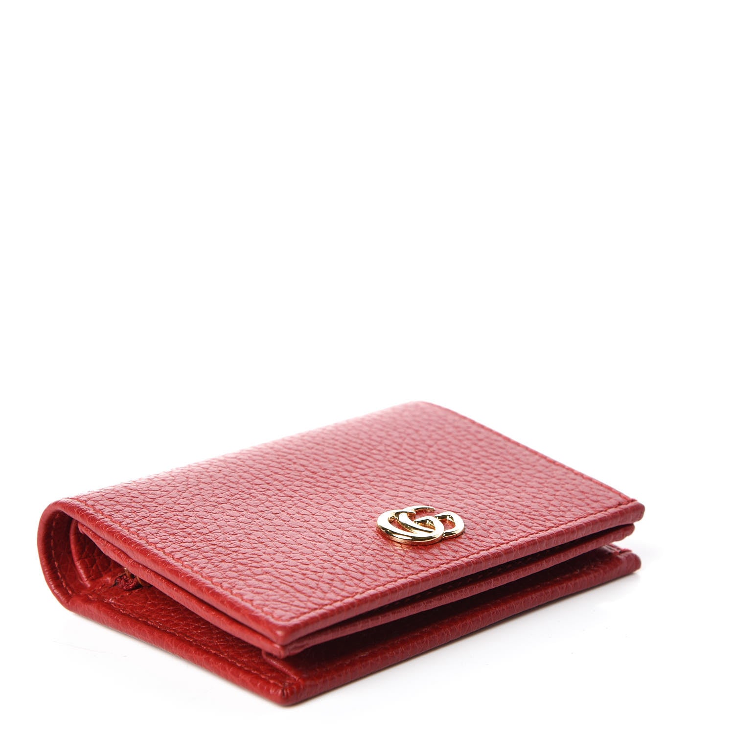 Gucci Pebbled Calfskin GG Marmont Card Case Hibiscus Red 4 of 10