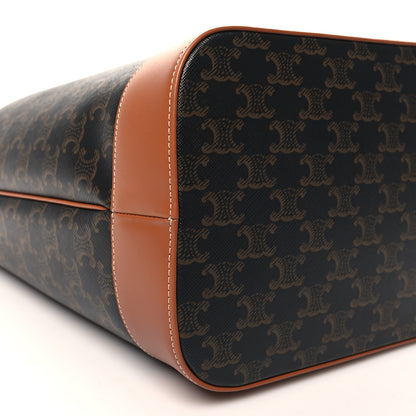 Celine Triomphe Canvas Calfskin Medium Bucket Bag Tan 9 of 11