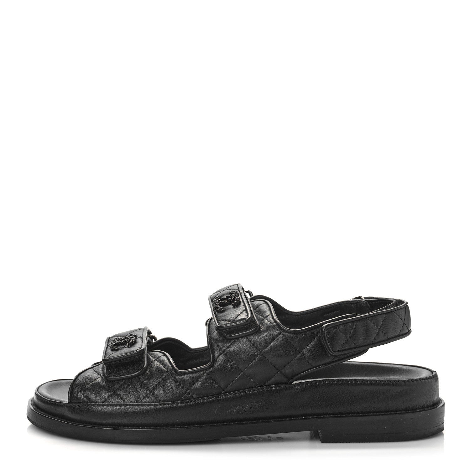 Chanel Lambskin Velcro Dad Sandals 40.5 Black 1 of 9