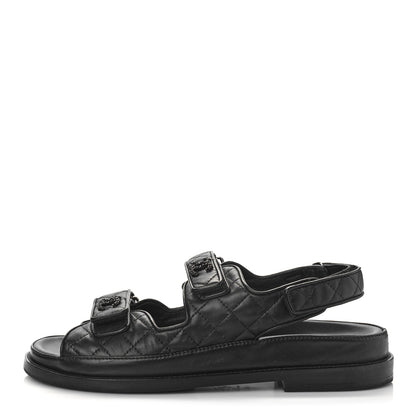 Chanel Lambskin Velcro Dad Sandals 40.5 Black 1 of 9