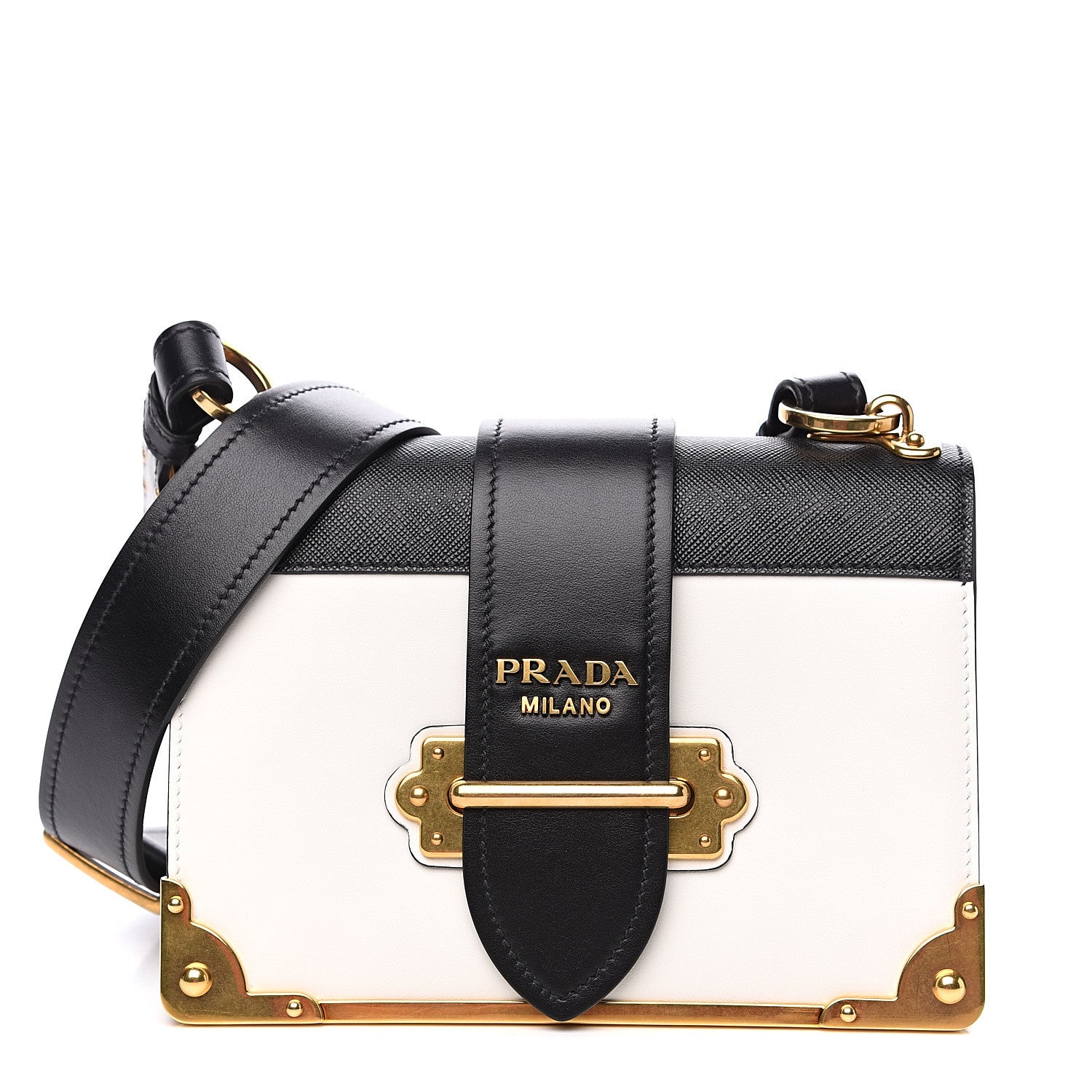 Prada City Calf Saffiano Cahier Bag Talco Black 1 of 5