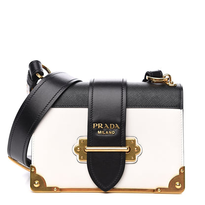 Prada City Calf Saffiano Cahier Bag Talco Black 1 of 5