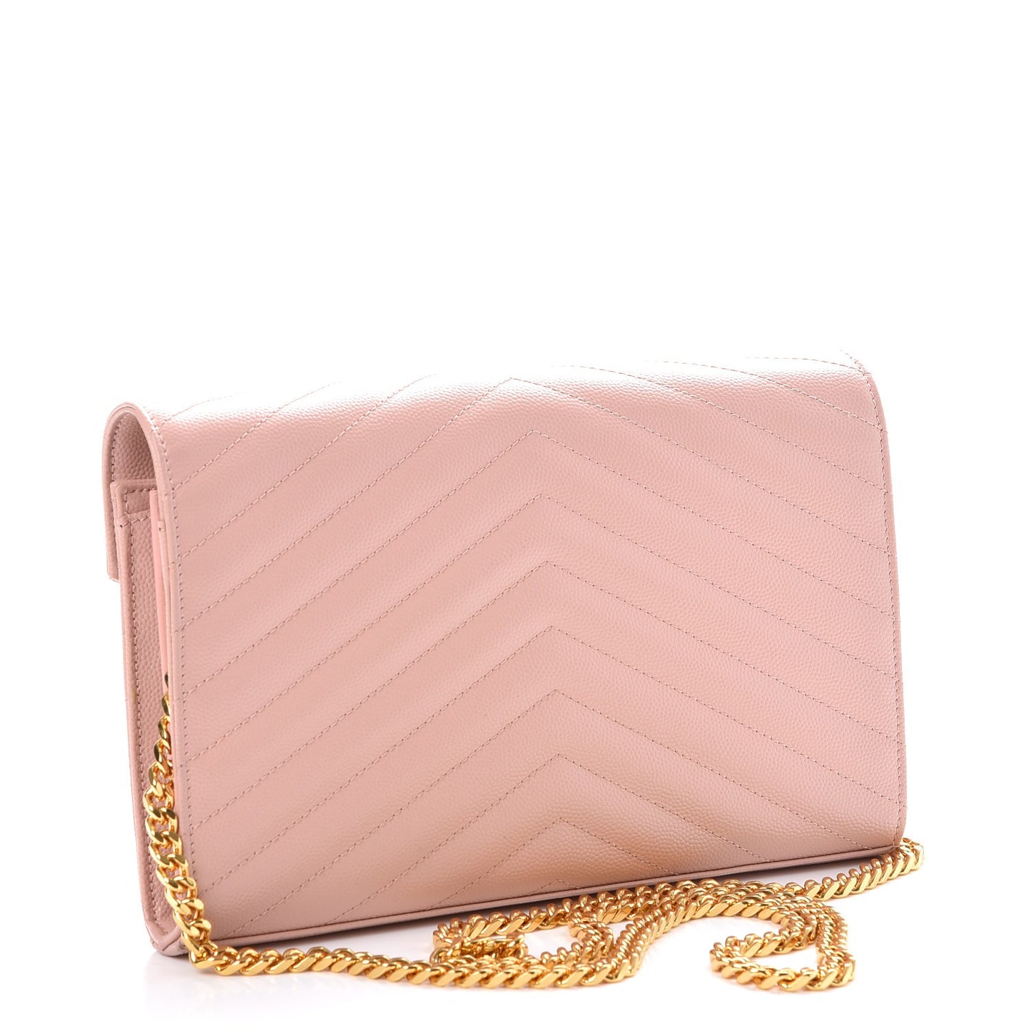 Grain De Poudre Matelasse Chevron Monogram Chain Wallet Pale Pink