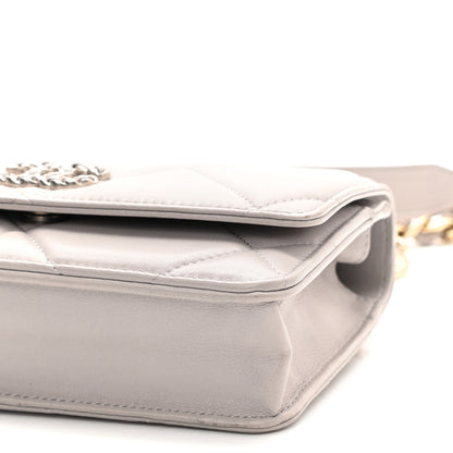 Chanel Lambskin Quilted Chanel 19 Wallet On Chain WOC Light Grey 12 of 12
