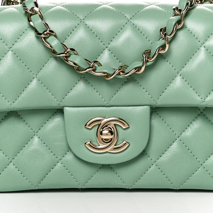 Chanel Lambskin Quilted Mini Rectangular Flap Light Green 8 of 10