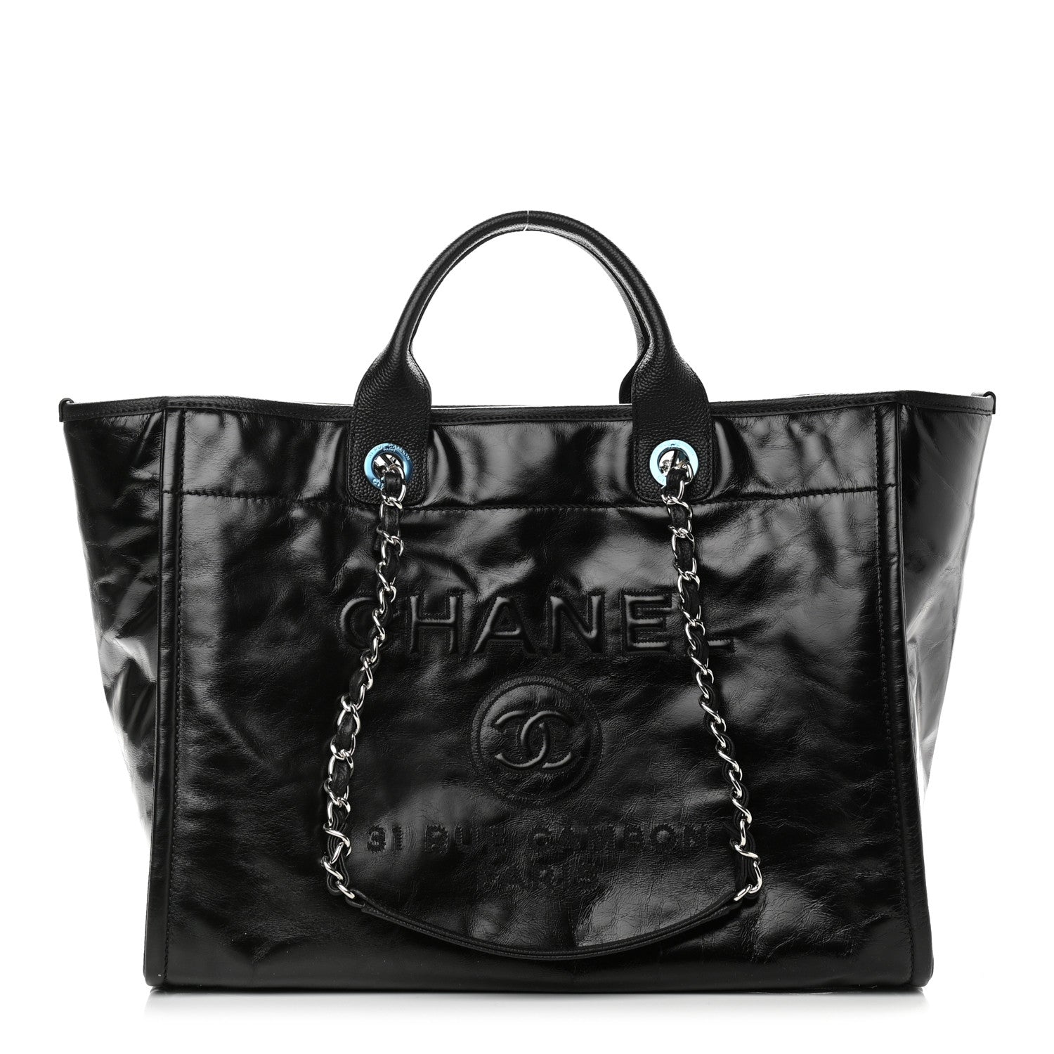 Chanel Glazed Calfskin Large Deauville Tote Black 1 of 10