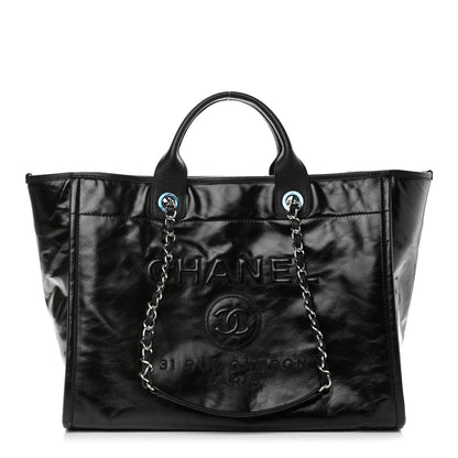 Chanel Glazed Calfskin Large Deauville Tote Black 1 of 10