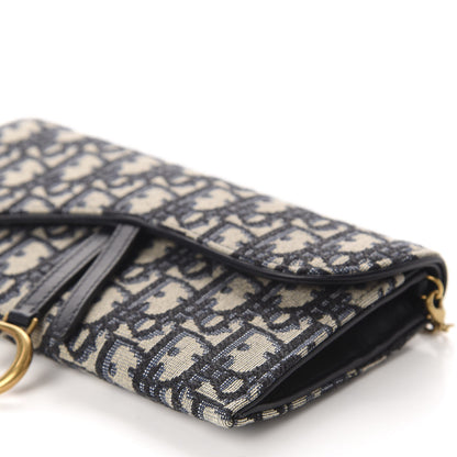 Christian Dior Oblique Saddle Chain Long Wallet Blue 7 of 12