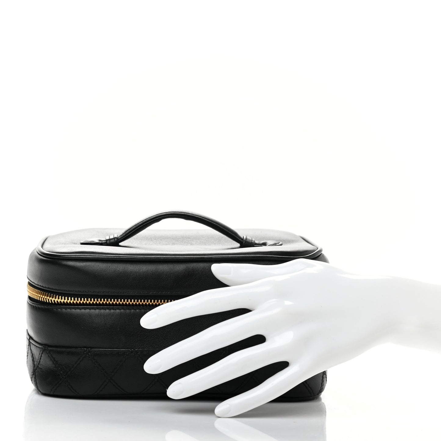 Lambskin Vanity Cosmetic Case Black