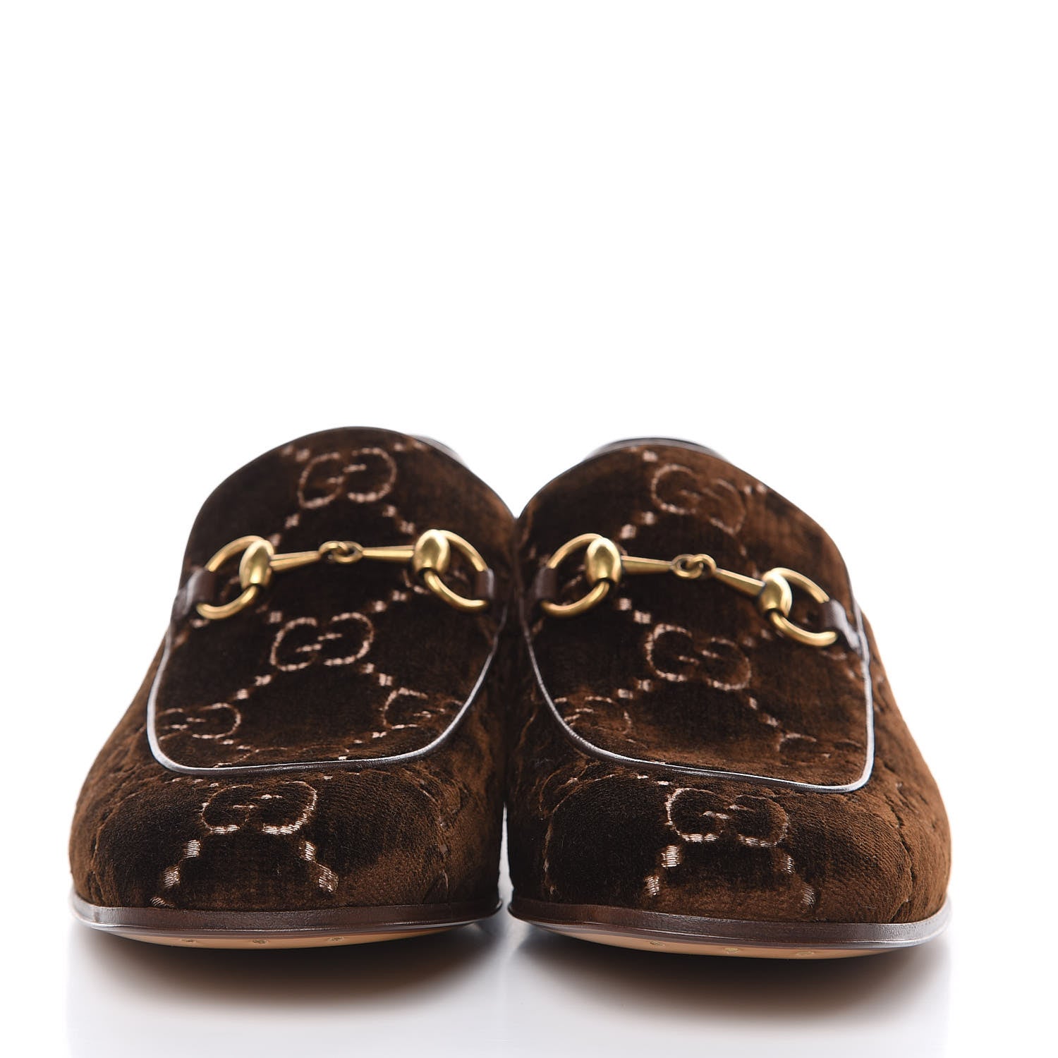 Gucci Velvet GG Monogram Goatskin Mens Horsebit Loafers 8.5 Brown Vintage Cocoa 2 of 10