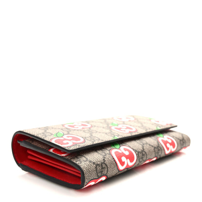 Gucci GG Supreme Monogram Apple Continental Wallet Beige Multicolor Lobster Red 4 of 7