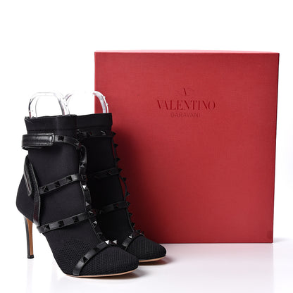 Valentino Garavani Calfskin Knit Rockstud Bodytech BBooties 36 Black 9 of 9