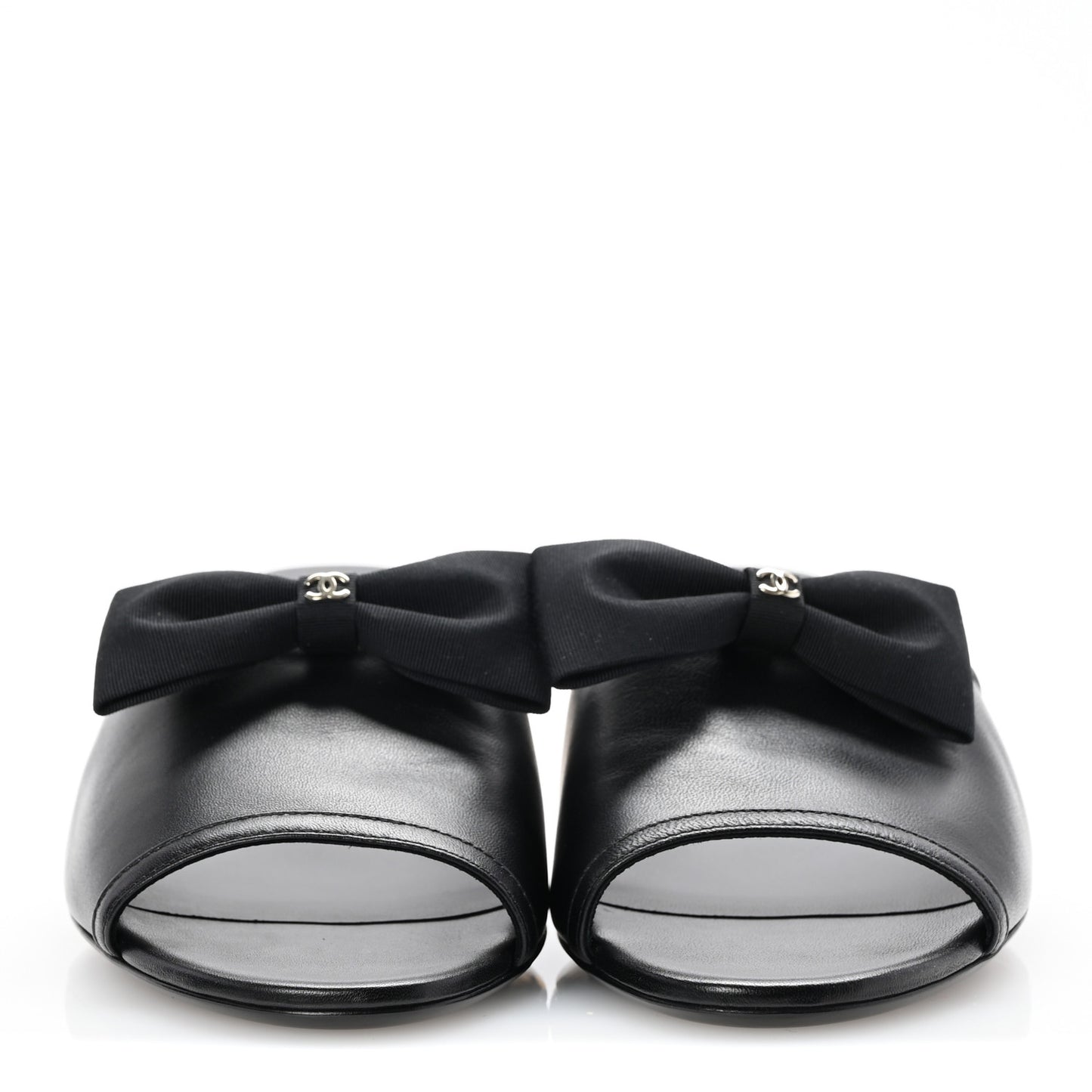 Lambskin Bow Mules 39 Black