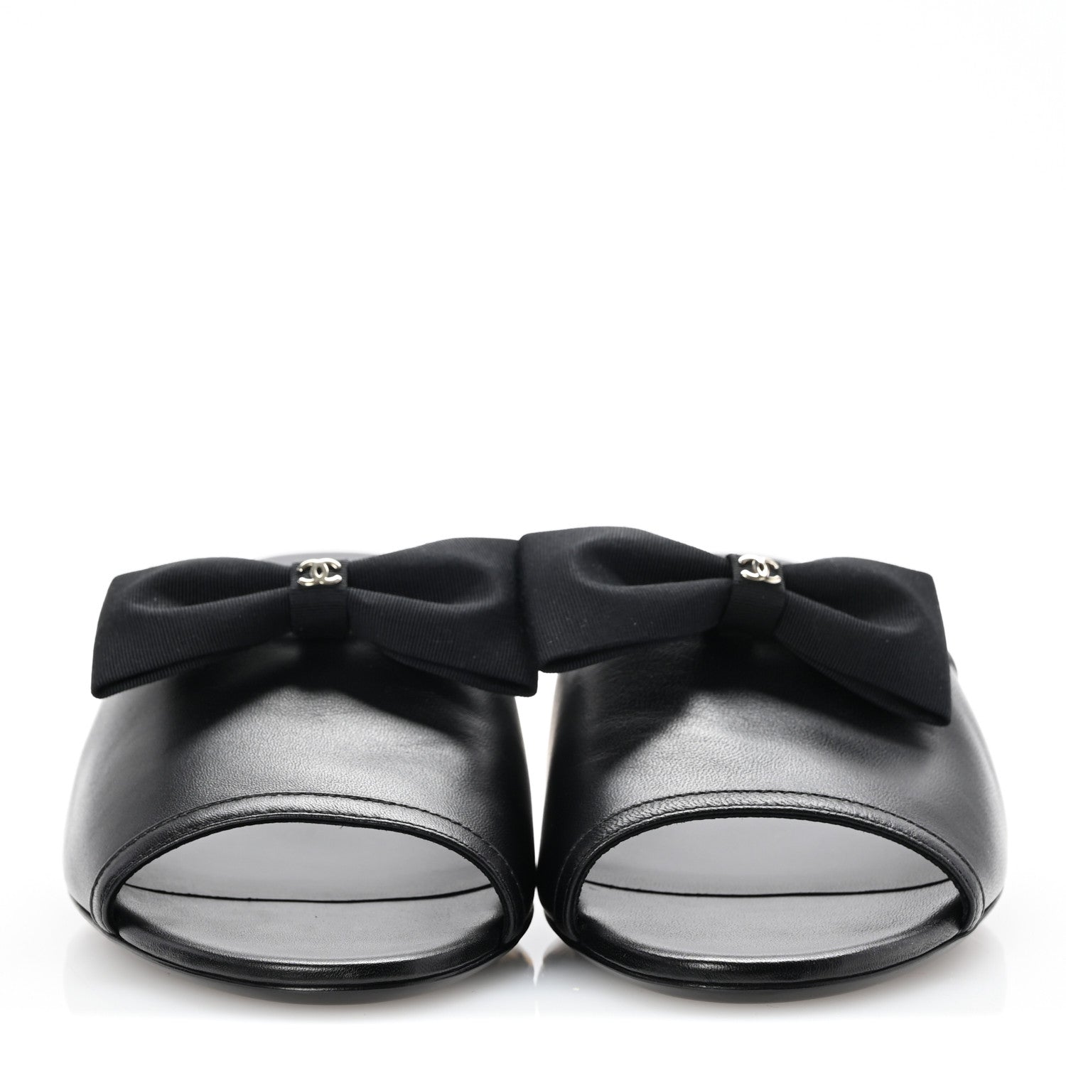 Chanel Lambskin Bow Mules 39 Black 3 of 10