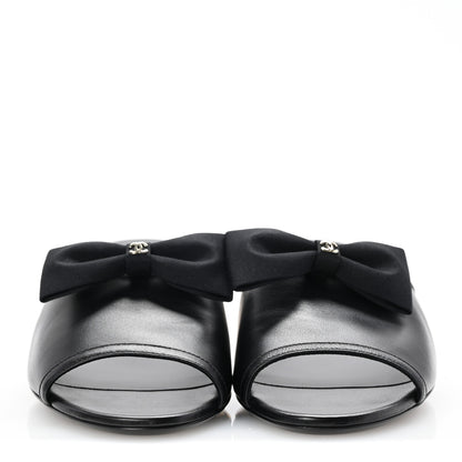Chanel Lambskin Bow Mules 39 Black 3 of 10