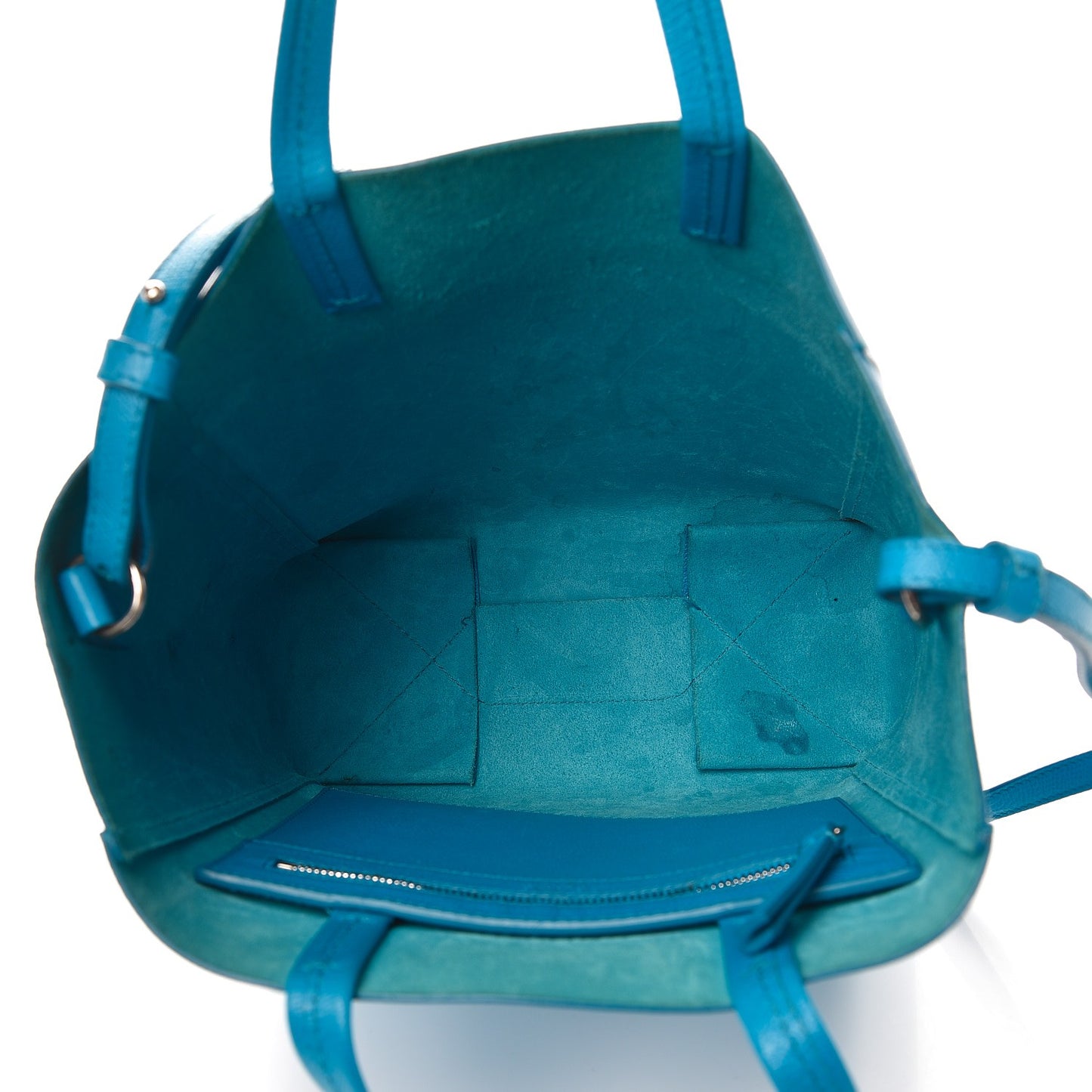 Grained Calfskin Small Vertical Cabas Turquoise