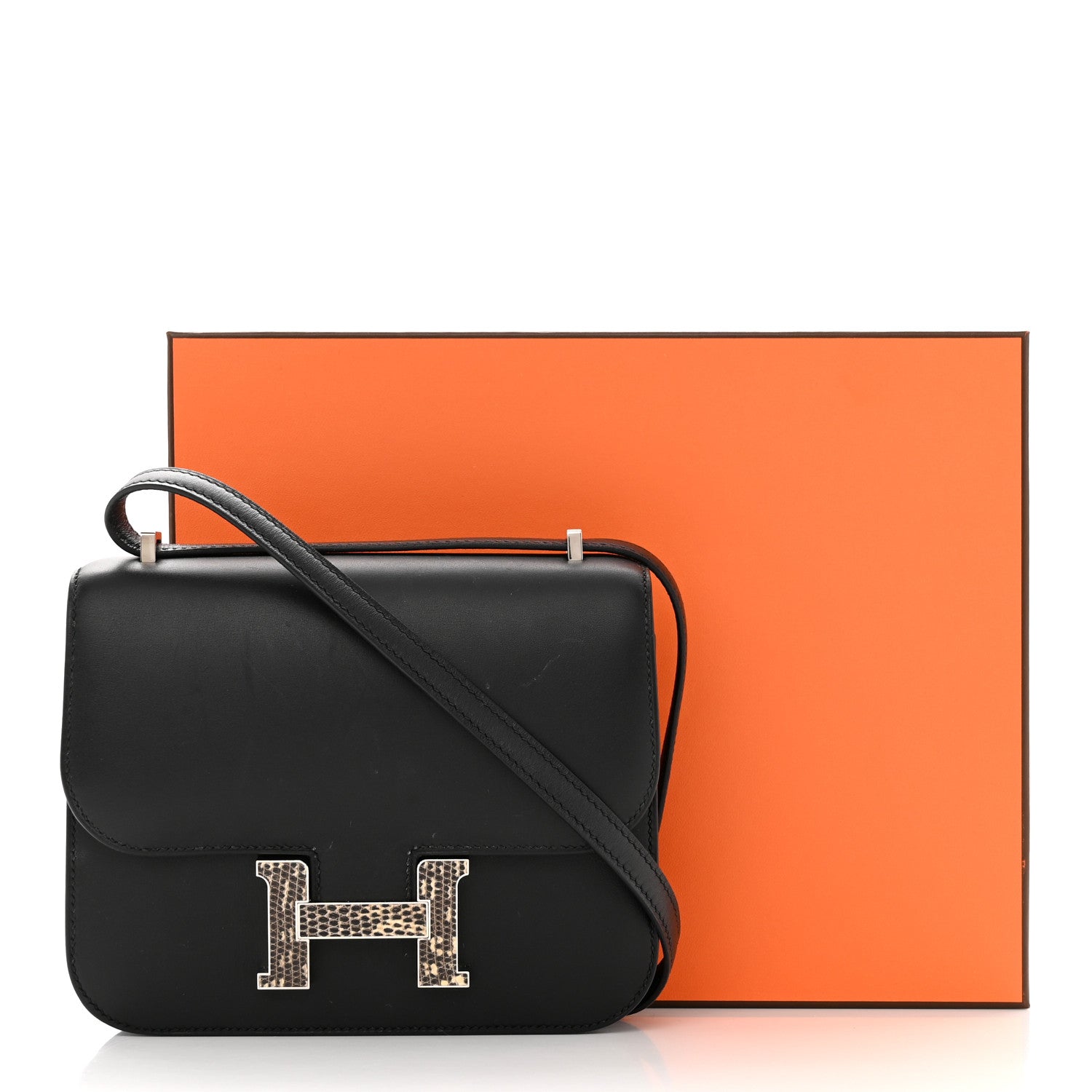 Hermes Veau Monsieur Lizard Constance 18 Black Ombre 14 of 14