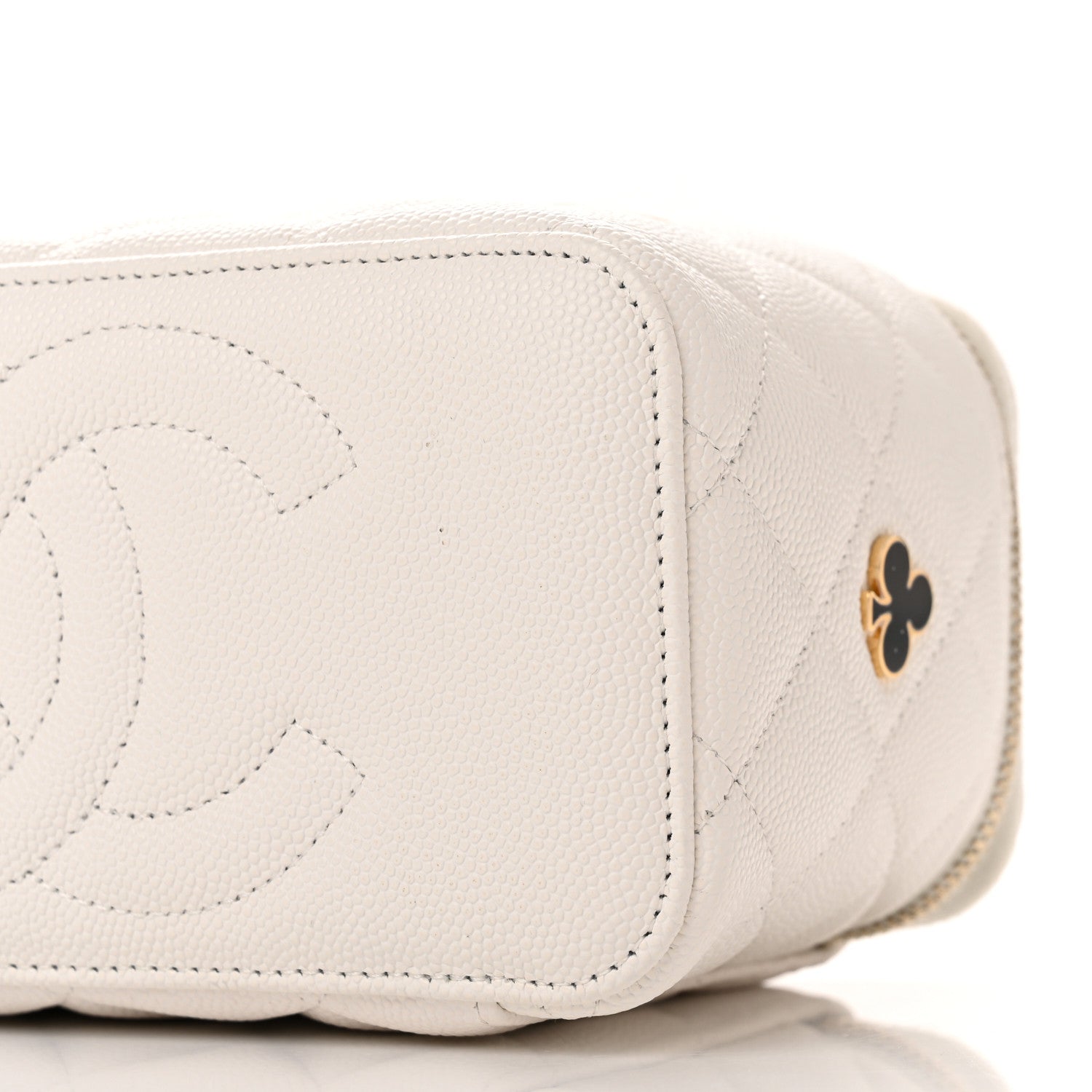 Chanel Caviar Quilted Enamel Coco Casino Small Vanity Case With Chain White 11 of 11