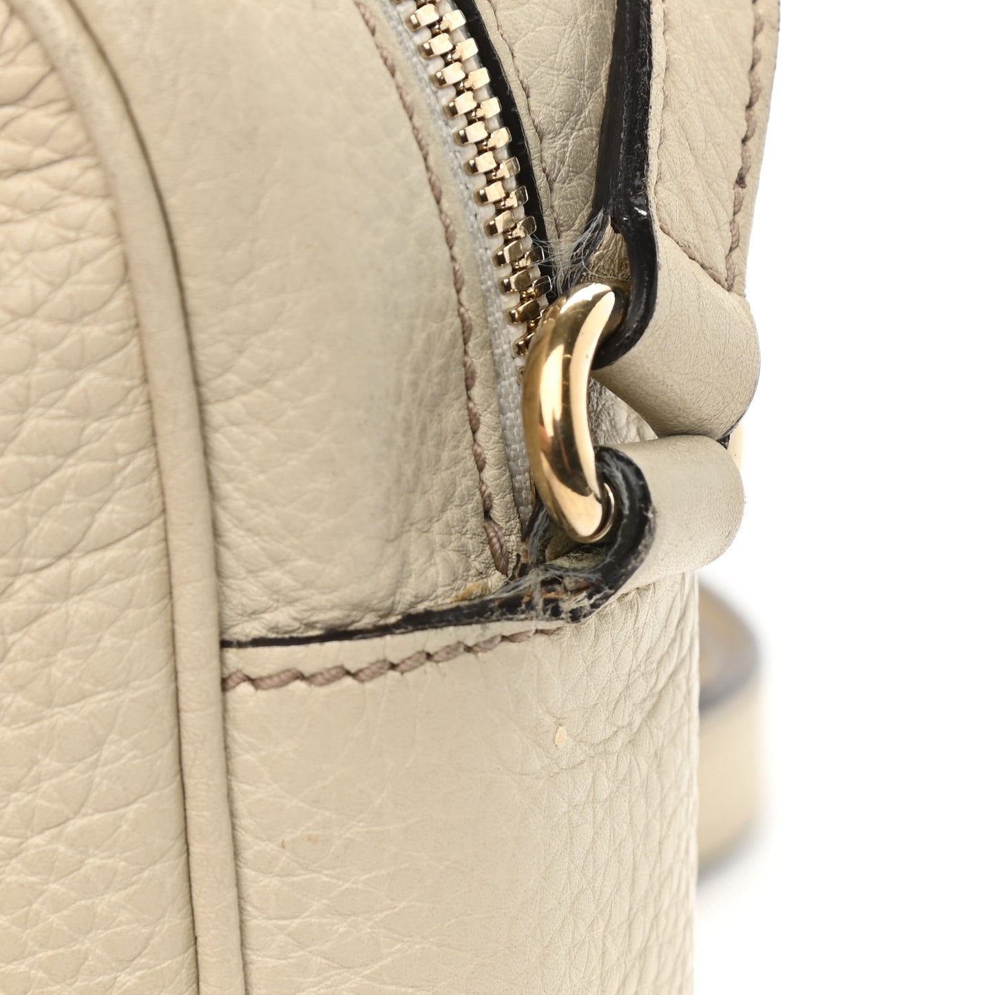 Pebbled Calfskin Small Soho Disco Bag Off White