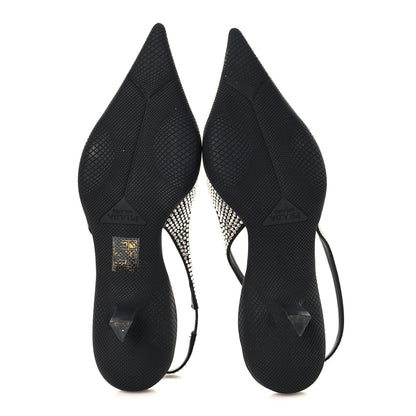 Prada Satin Crystal Logo 45mm Slingback Pumps 38.5 Cristal 6 of 11