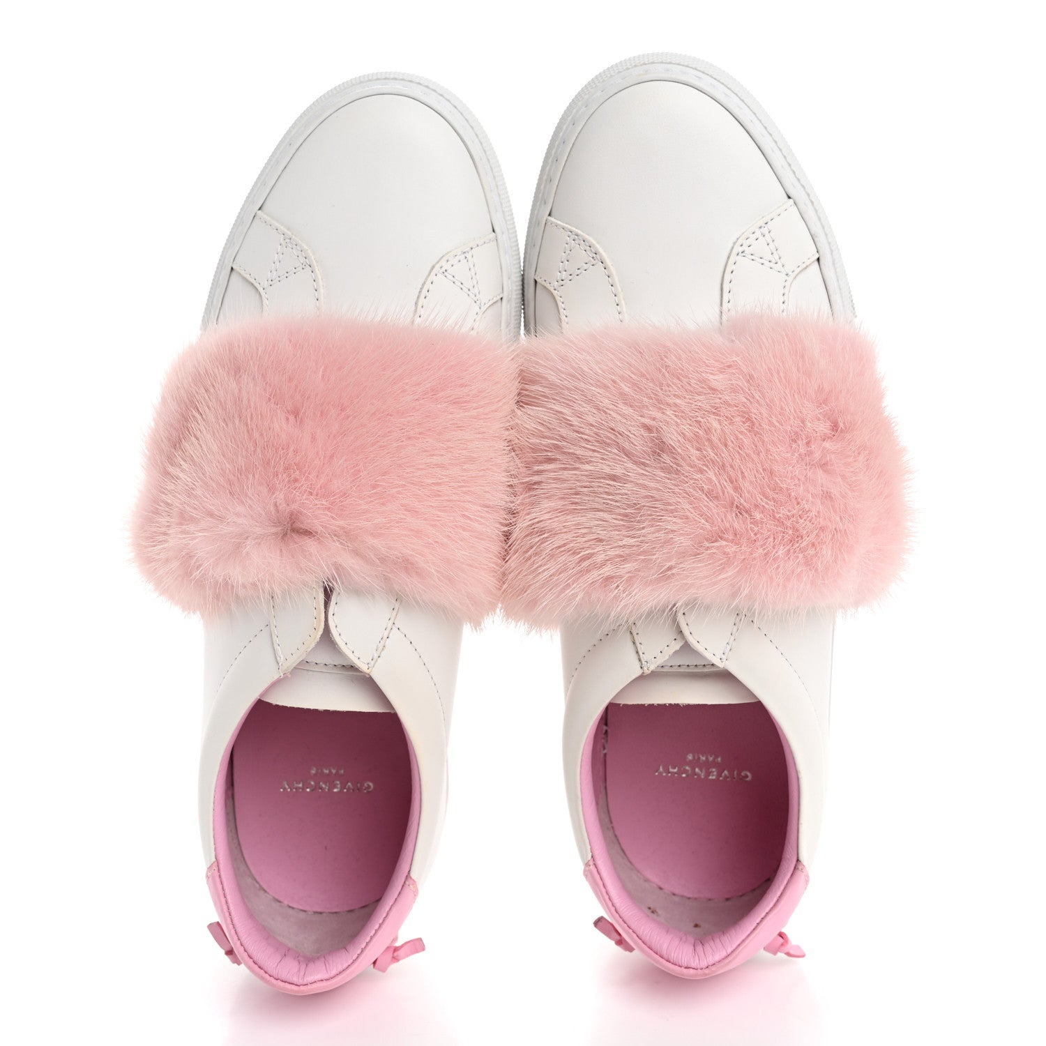 Givenchy Calfskin Mink Fur Womens Urban Street Sneakers 38.5 White Rose 2 of 11