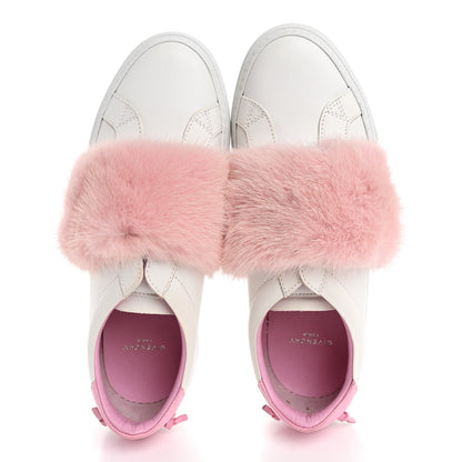 Givenchy Calfskin Mink Fur Womens Urban Street Sneakers 38.5 White Rose 2 of 11