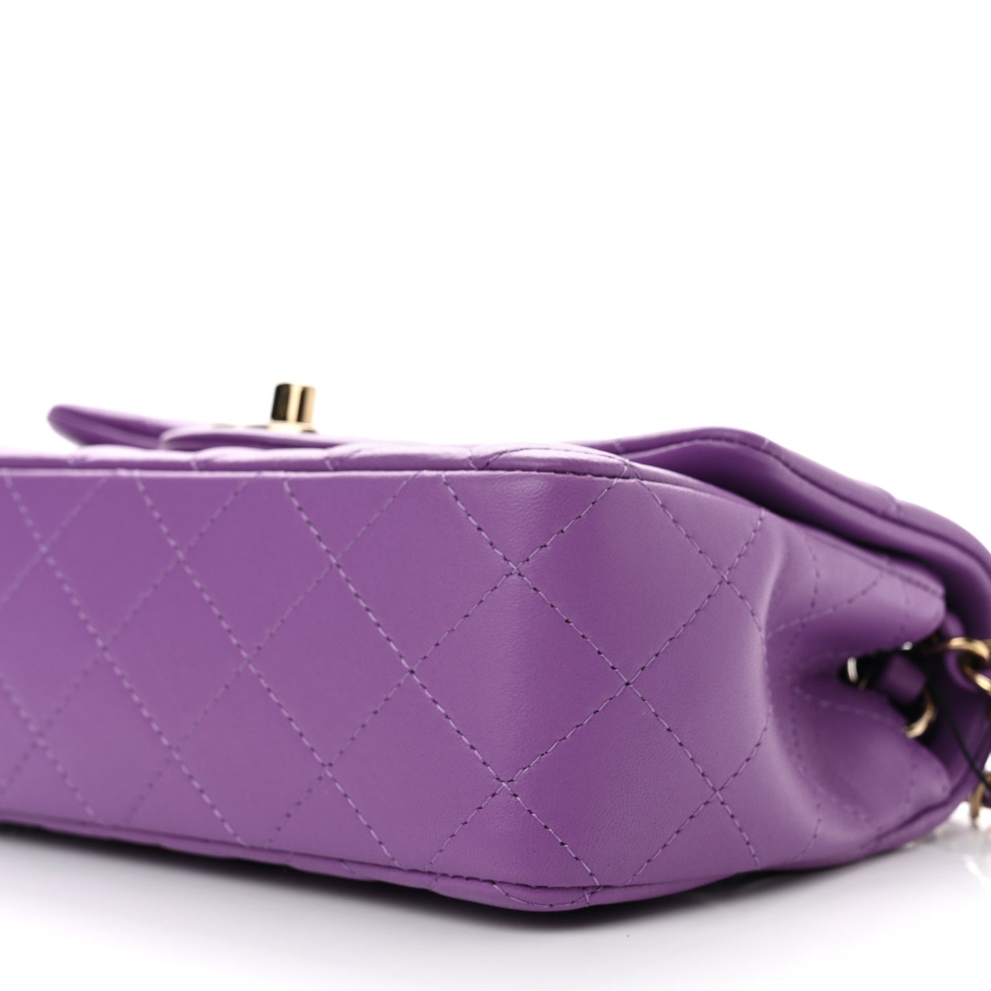 Lambskin Quilted Mini Rectangular Flap Purple