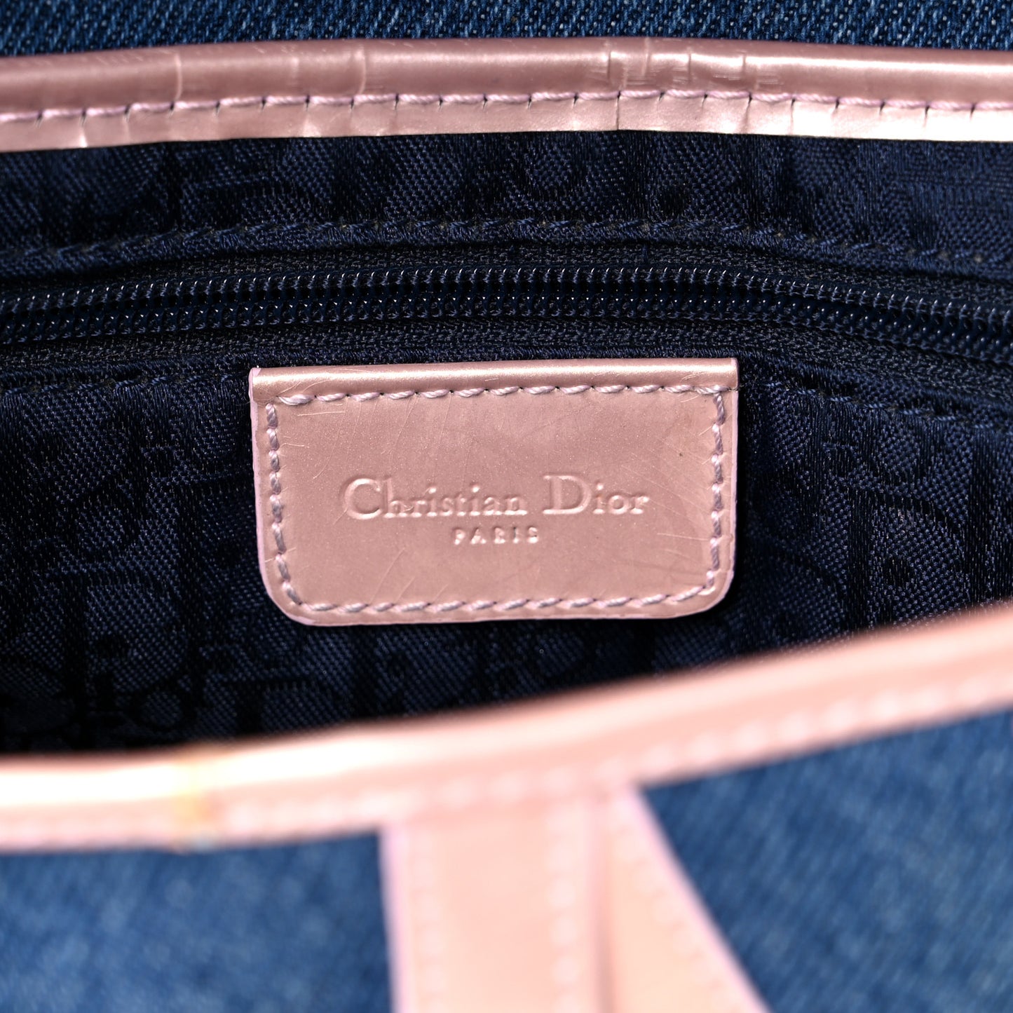 Patent Denim Jeans Saddle Bag Blue Pink