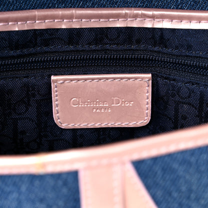 Christian Dior Patent Denim Jeans Saddle Bag Blue Pink 5 of 27