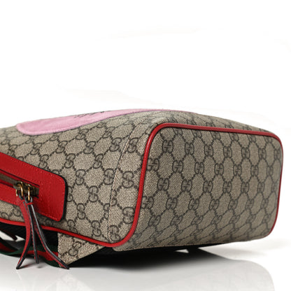 Gucci GG Supreme Monogram Web Bosco Patch Dome Backpack Beige Malva Hibiscus Red 11 of 14