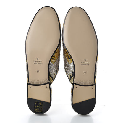 Gucci Jacquard Floral Womens Princetown Slippers 36 Oro Black 6 of 9