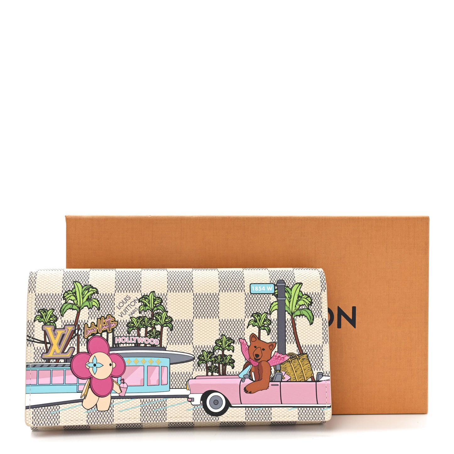 Damier Azur 2021 Christmas Animation Hollywood Sarah Wallet Fuchsia