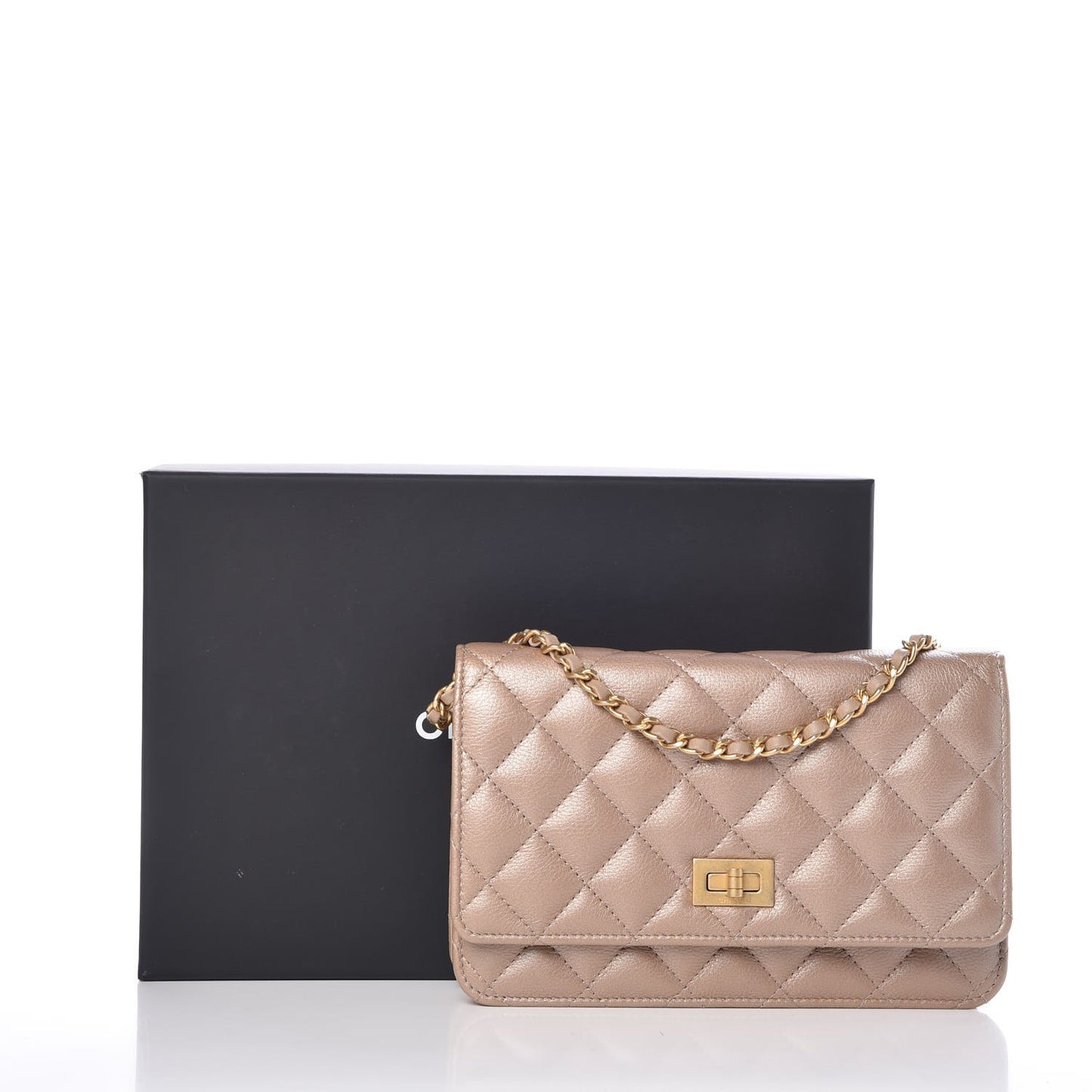 Metallic Aged Calfskin Reissue Wallet On Chain WOC Gold